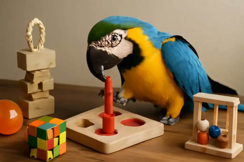 Pappagalli e giochi intelligenti: le idee che stimolano la loro mente e riducono i comportamenti indesiderati