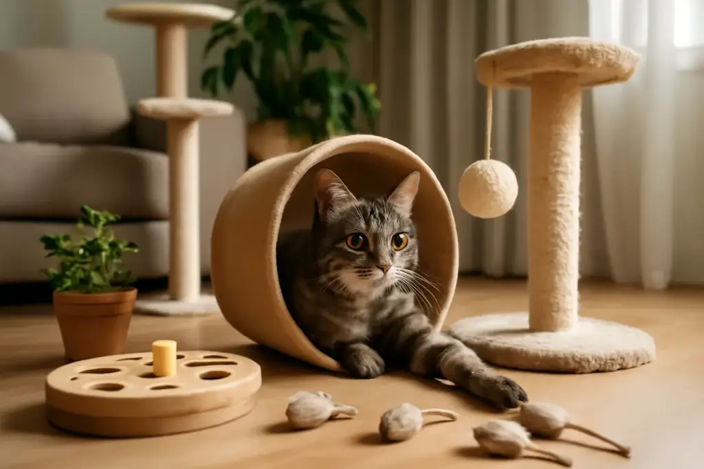 Come creare arricchimento ambientale per il gatto domestico: soluzioni semplici che riducono lo stress