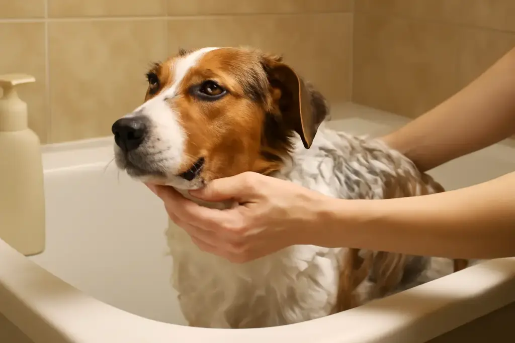 Frequenza ideale del bagno per cani di razza media: vantaggi per pelle e mantello