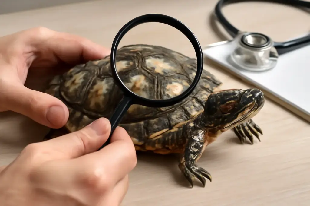 Tartaruga d’acqua con macchie sul carapace: i segnali da riconoscere per prevenire la malattia